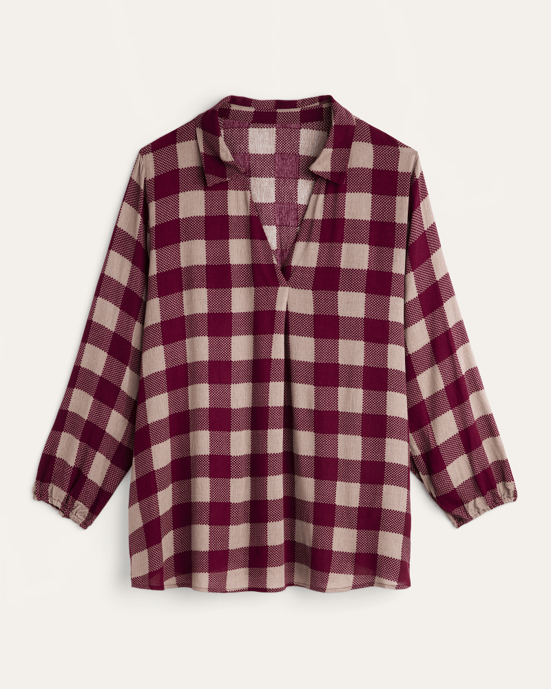 Front of plus size Matilda Plaid Button-Down Tunic by Hiatus | Dia&Co | dia_product_style_image_id:170437